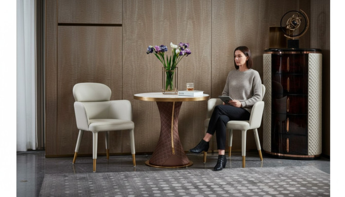 Sessel Leder Weiß Modern Möbel Lehnstuhl Design Möbel Luxus Edelstahl