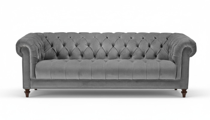 Dreisitzer Grau Stoff Wohnzimmer Design Couchen Polster Sofa Sofas Chesterfield
