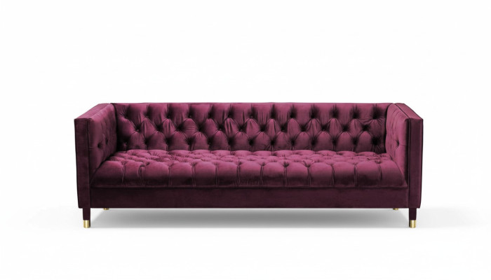 Burgund Dreisitzer Stoff Wohnzimmer Design Couchen Polster Sofa Chesterfield Neu