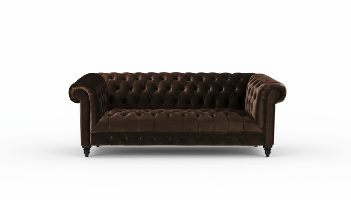 Braune Samt Couch Luxus Polster Chesterfield Möbel Sofa mit Knöpfen Dreisitzer