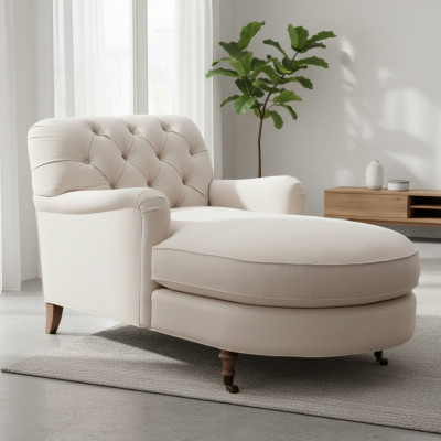 Beige Chaiselongue Chesterfield Möbel Liege Wohnzimmer Moderne