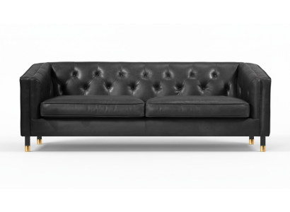 Schwarz Chesterfield Dreisitzer Modern Design Leder Sofa xxl big Möbel 230cm Neu