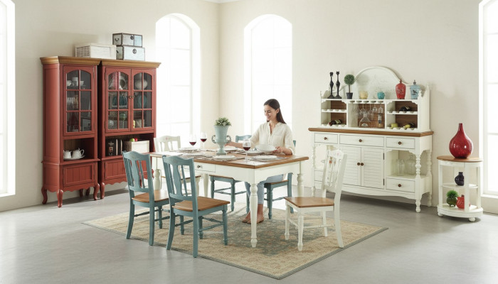 Designer Esszimmer Möbel 8tlg. Set Tisch Stühle Kommode Anrichte Gruppe Garnitur