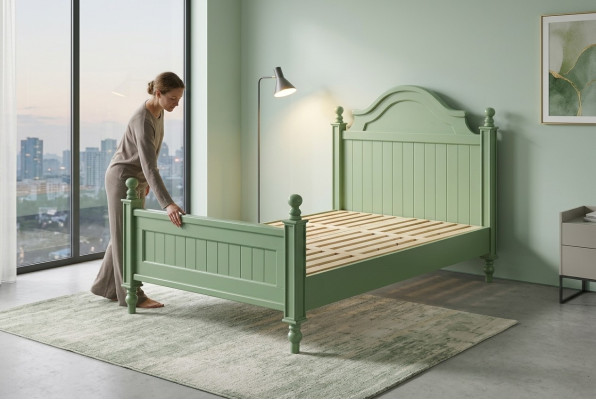 Grünes Bett Klassische Betten Landhaus Doppelbett Hotel Luxus Schlafzimmer Neu