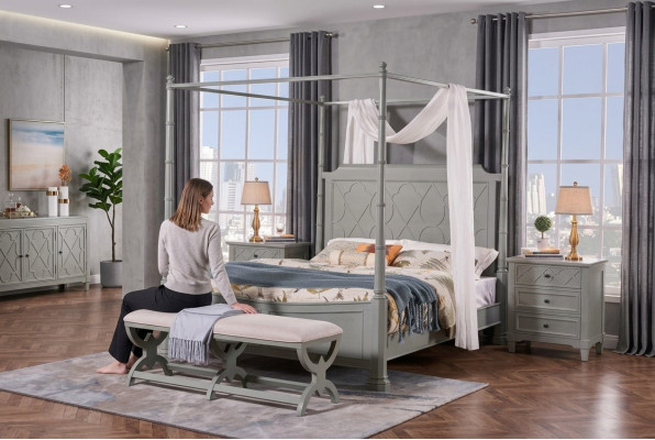 Schlafzimmer Komplett Set Landhaus Stil Modrern Bett Nachttisch 5 tlg. Neu