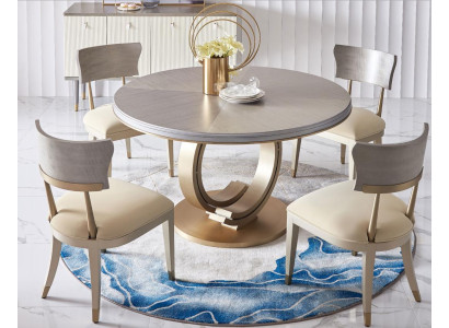 Design Rund Tisch 4x Stühle Ess Zimmer Sitz Runde Tische Garnitur Holz