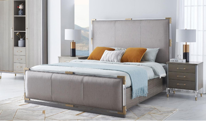 Bett Nachttisch Kommode 4 tlg. Schlafzimmer Deko Set Design Modern Luxus