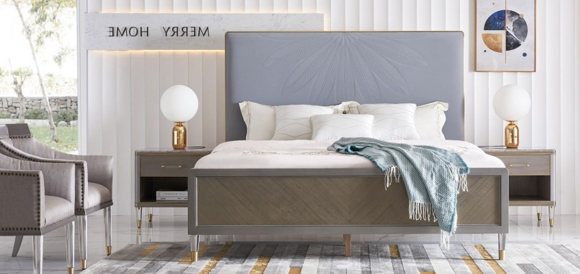 Leder Bett Doppelbett Grau 180x200 Betten Polster Luxus Doppeltes