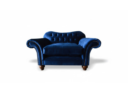 Ohrensessel Sessel Fernseh Design Polster Sofa Couch Chesterfield Textil Blaue