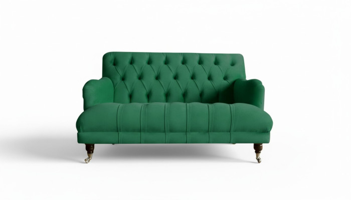 Chesterfield Sessel Couch Polster Sofa Couchen 1,5 Sitzer Einsitzer Grün Textil