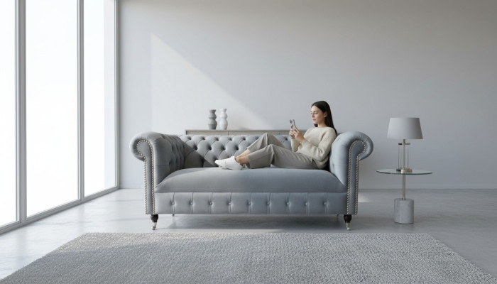 Chesterfield Sofa Couch Polster Stoff Leder Textil Couchen Deko Garnitur