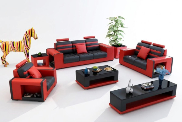 Luxus Sofagarnitur 3+2+1 Sitzer Wohnlandschaft Sofa Couch Polster Garnitur Sofas Leder