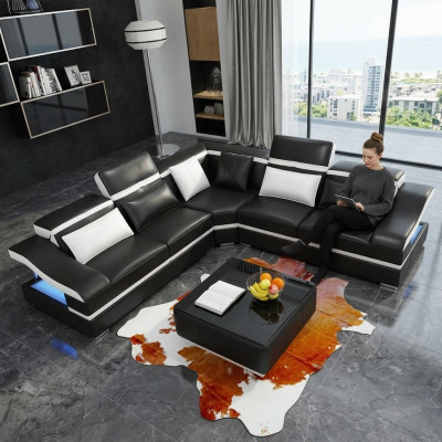 Luxus Design Ecke Ecksofa L-form Modern Sofas Ledersofa Couch Wohnlandschaft Sofa Sitz