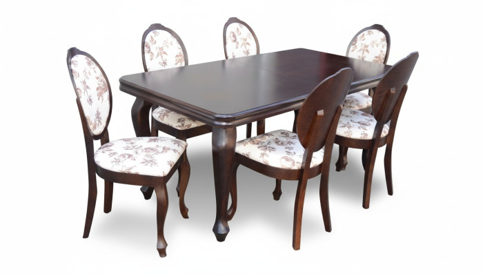 Lehnstuhl Esstisch Tisch Holz Esszimmer Garnitur + 6x Stuhl Set Stühle 7tlg. Neu