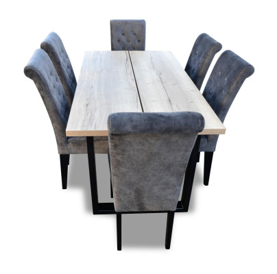 Klassische Set Esstisch + 6x Stühle Lehn Stuhl Garnitur Tische Esszimmer Gruppe