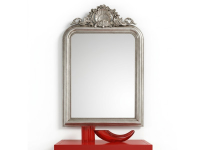 Klassischer Design Spiegel Wandspiegel Barock Rokoko Luxus Möbel Holz Rahmen Silber