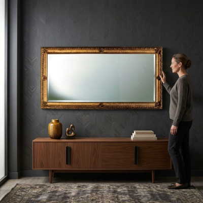 Großer Wand Spiegel xxl royal Barock Stil Design Möbel Rokoko Holz Rahmen 181x91