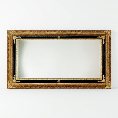 Klassischer Wandspiegel Holzrahmen Spiegel Möbel 107x197 Glas Rahmen Wand Gold