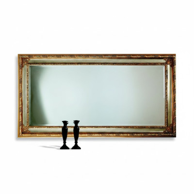 Klassischer Wandspiegel Holzrahmen Spiegel Möbel 94x184 Glas Rahmen Wand Möbel