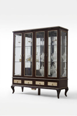Klassische Design Vitrine Schrank italienische Möbel Vitrinen Glas Neu