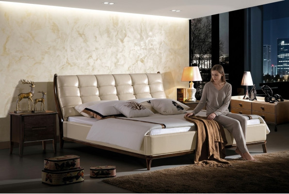Bett Chesterfield Möbel Schlafzimmer Doppelbett Luxus Betten 180x200 Leder Neu