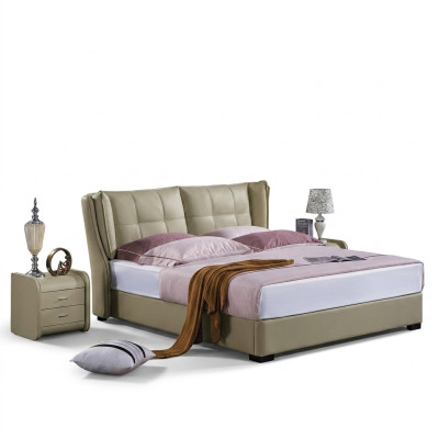 Schlafzimmer Komplett Set Bett mit Nachttischen 3tlg. Hotel Lederbett Betten Neu