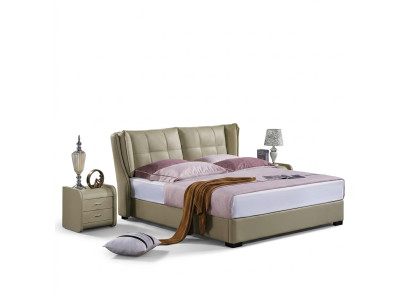 Schlafzimmer Komplett Set Bett mit Nachttischen 3tlg. Hotel Lederbett Betten Neu