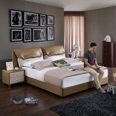 Klassisches Bett Doppelbett Betten Holz Braun Stil Echtes Holz Schlafzimmer Neu