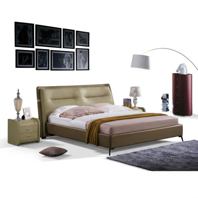 Lederbett Doppelbett Schlafzimmer Samt Betten Bettgestell Nachttisch 3tlg Set
