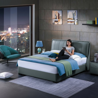 Design Doppelbett Lederbett Betten Bett Leder Polster Schlafzimmer Ehe. 180x200