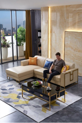 Luxus Design Eck Sofa Couch Polster Sitz Leder Garnitur Wohn Landschaft Italien
