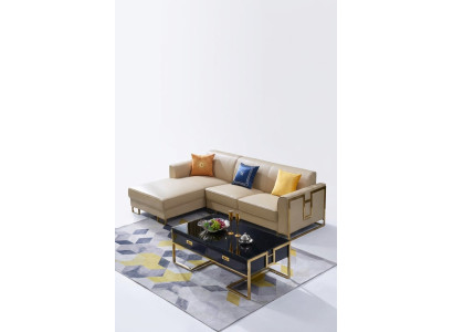 Luxus Design Eck Sofa Couch Polster Sitz Leder Garnitur Wohn Landschaft Italien