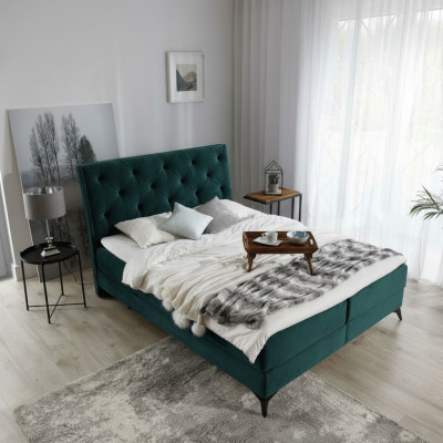 Luxus Boxspring Bett Stoff Hotel Grün Betten Schlafzimmer Möbel Design Samt Neu