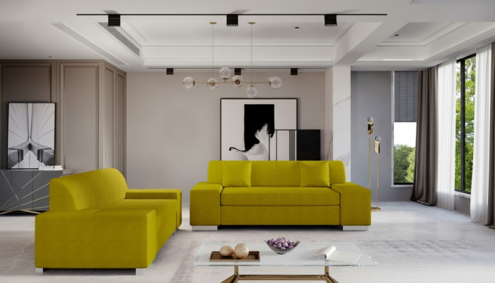 Sofagarnitur 3+2 Sitzer Garnituren Wohnlandschaft Sofas Couchen Polster Gelb Neu