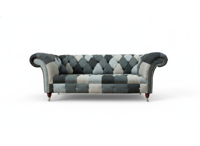 Dreisitzer Wohnzimmer Design Couchen Polster Sofa Sofas Samt Stoff Chesterfield