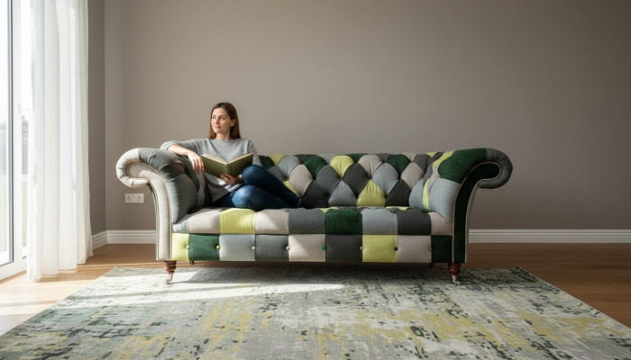 Chesterfield 3 Sitzer Mehrfarbig Wohnzimmer Design Couchen Sofa Designer Möbel