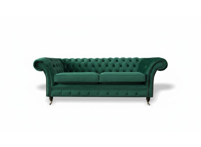 Chesterfield 3 Sitzer Grün Wohnzimmer Modern Design Couchen Sofa Original Textil