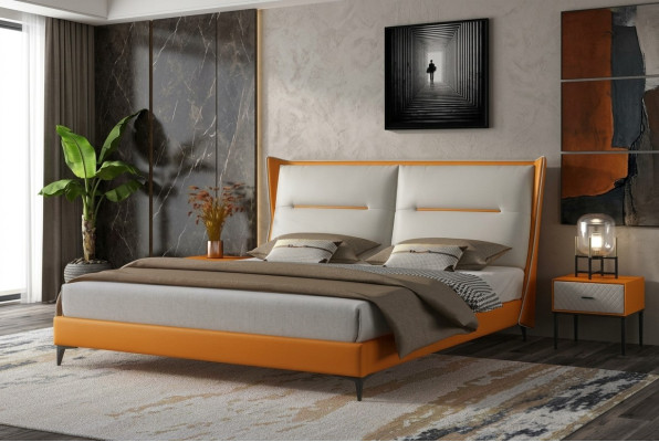 Modernes Design Bett 180x200 Leder Hotel Betten Doppel Schlaf Zimmer