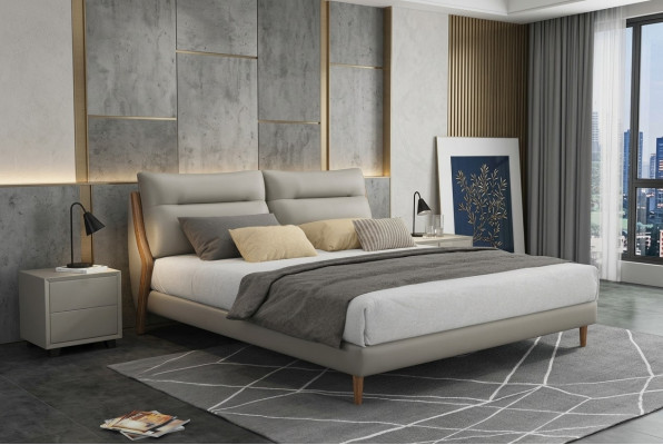 Klassische Luxus Betten Polster Leder Textil Hochwertiges Schlafzimmer Bett Neu