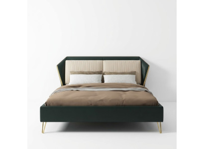 Luxus Textil Bett Doppel Design Schlafzimmer Klassische Betten Grün
