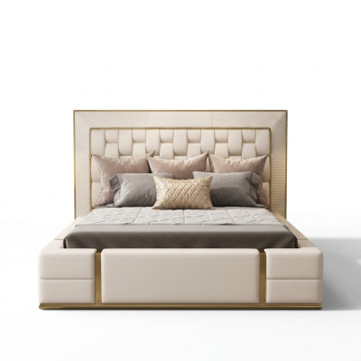 Doppelbett Lederbett Betten Bett Leder Polster Schlafzimmer 180x200cm