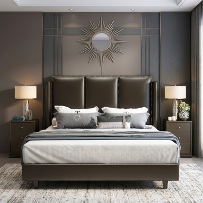 Modern Style Bett Doppelbett Schlafzimmer Leder Polster Textil Doppelbetten