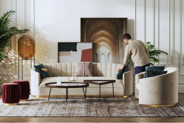 Sofagarnitur 3+1 Sitzer Set Design Sofa Polster Couchen Couch Modern