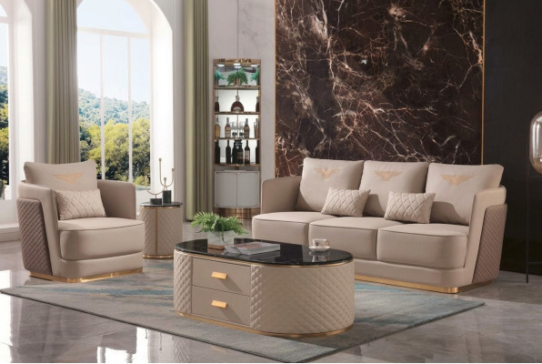 Komplett Set Sofa 3+1er + Couchtisch Beistelltisch Designer Wohnlandschaft
