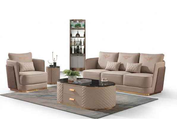 Komplett Set Sofa 3+1er + Couchtisch Beistelltisch Designer Wohnlandschaft
