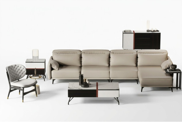 Designer Ledersofa Ecksofa Polster Eck Couch Sitz Eck L Form Garnitur Sofa Neu