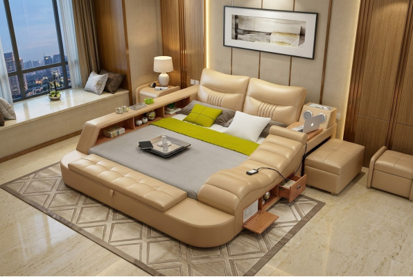 Bett Multifunktion - Tresor - Wärme Liege USB Sound Hotel Betten Leder