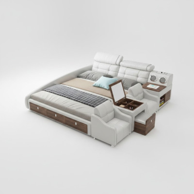 Multifunktions Bett Luxus Design Leder Betten Hotel Doppel Ablage Regal