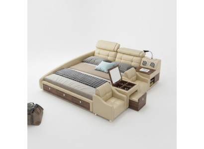 Lederbett Betten Polster Doppel Multifunktion 180x200 Leder Bettgestell Design