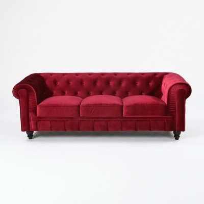 jvmoebel ® - Leder Sofa Couch - Rote Polster Dreisitzer Couch Garnitur 3er Neu